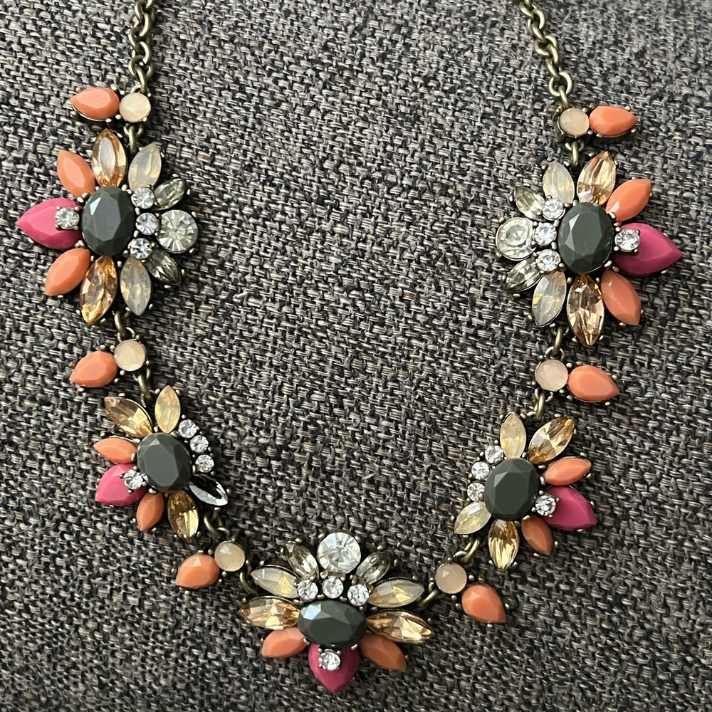 Pinks, Coral and crystal Gemstone Necklace.